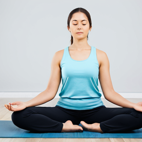 Home 18 A calm and focused female yoga instructor in modest, professional yoga attire, gently demonstrating a seated meditation pose (e.g., Sukhasana) on a yoga mat in a tranquil, naturally lit studio. Her expression conveys inner peace and mental clarity, emphasizing the integration of mind and body. The background is softly blurred, hinting at a peaceful, clean environment. safe for work, appropriate content, fully clothed, modest clothing, perfect anatomy, correct proportions, natural pose, well-formed hands, proper finger count, natural body proportions, professional photography, high quality.